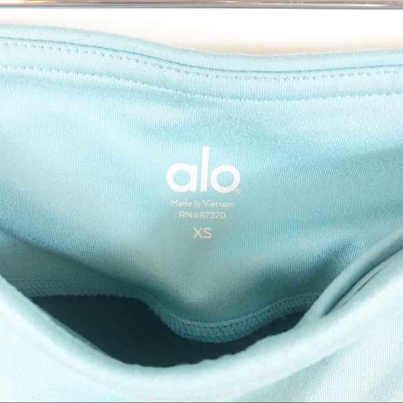 ALO YOGA Range Capri Cropped Legging Teal Green Mesh XS Mid Rise - Picture 3 of 7